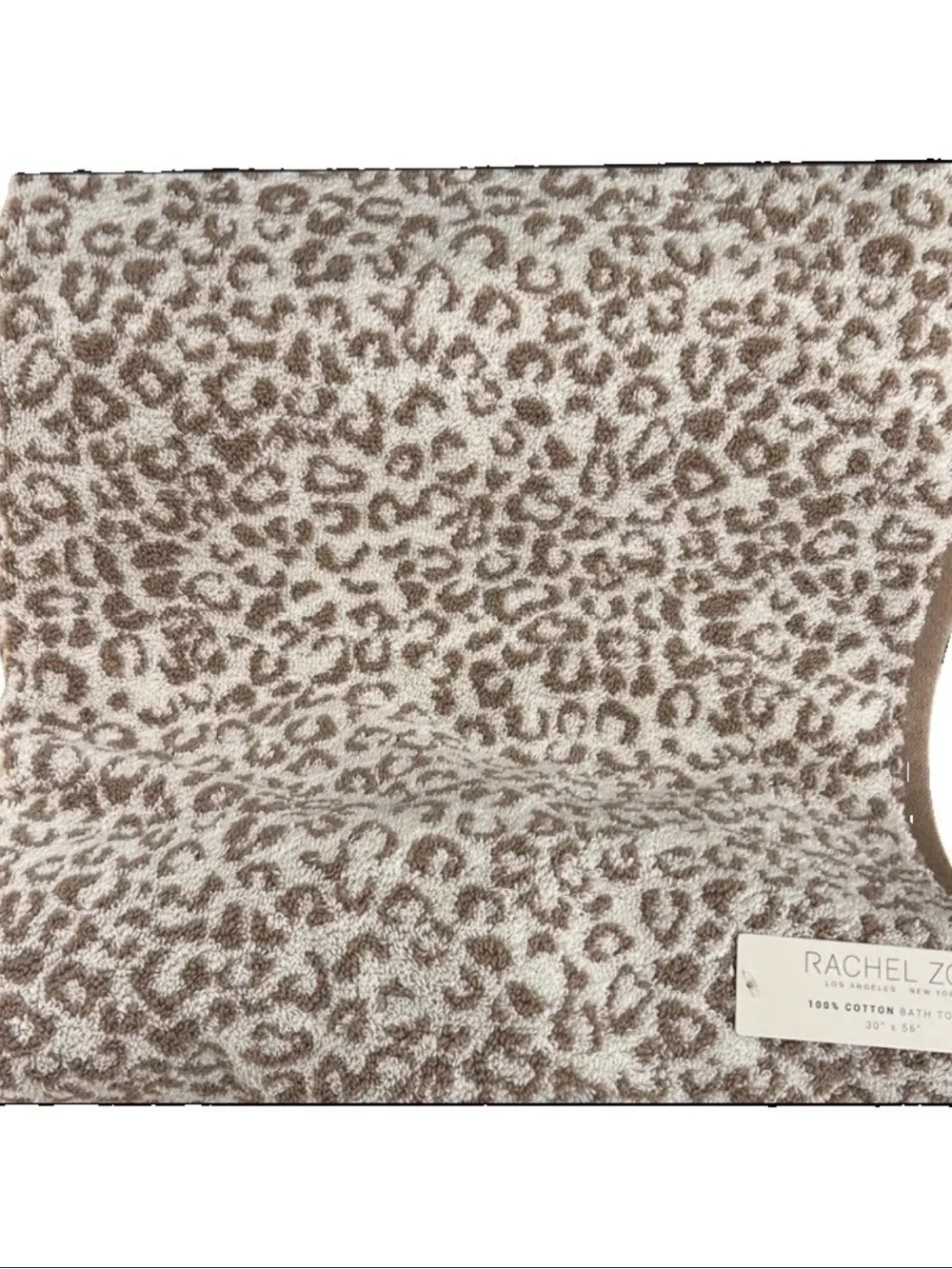 Rachel Zoe Animal Print Brown Cotton Bath Towels with Locker Loop 30”x56”
